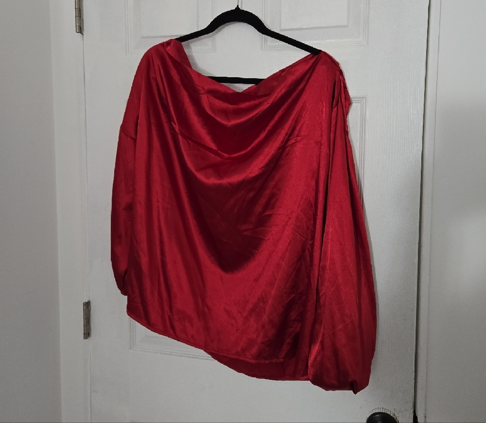 Elegant Red Draped Blouse